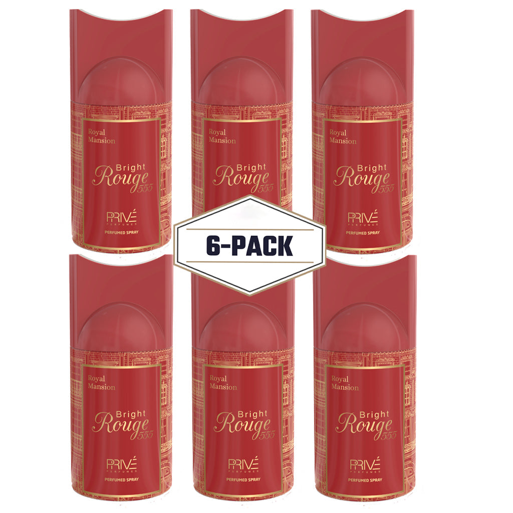 PRIVE Perfume Bright Rouge 555 Deodorant 250ML 6x Pack ✨ | A Sensual Floral & Woody Aroma for Ultimate Freshness