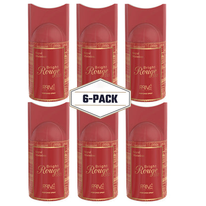 PRIVE Perfume Bright Rouge 555 Deodorant 250ML 6x Pack ✨ | A Sensual Floral & Woody Aroma for Ultimate Freshness