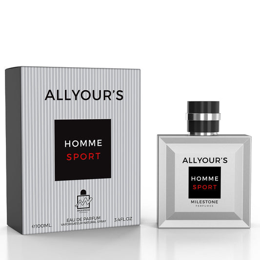 All Yours Homme Sport EDP ✨ 100ML | A Refreshing Citrus-Spicy Adventure with a Warm, Woody Base