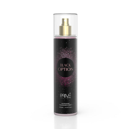 PRIVE Black Option (Pour Femme) – Body Mist 250ML 3x Pack ✨ | A Warm, Inviting Fragrance with Floral and Woody Notes