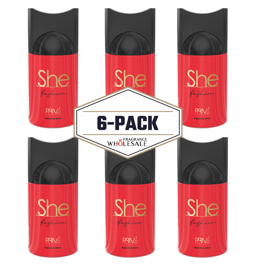 PRIVE She Fashion Perfume Deodorant 250ml 6x PACK | A Vibrant, Elegant Fragrance for the Modern Woman