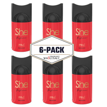 PRIVE She Fashion Perfume Deodorant 250ml 6x PACK | A Vibrant, Elegant Fragrance for the Modern Woman