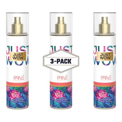 PRIVE Just Wow - Body Mist 250ML 3-Pack ✨ | A Tropical, Fruity Escape with Floral and Creamy Notes