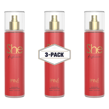 PRIVE She Fashion Body Mist 250ML 3-Pack ✨ | A Lush, Fruity Floral with Warm, Sensual Undertones